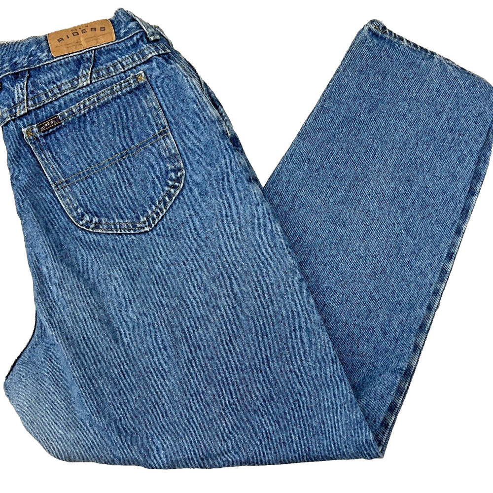 Lee Riders Mom Blue Jean Vintage High Waist Tapered 80s 90s Western Retro 30x27"
